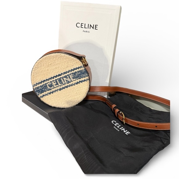 Celine Paris Round Logo Canvas Crossbody Bag - Picture 3 of 8
